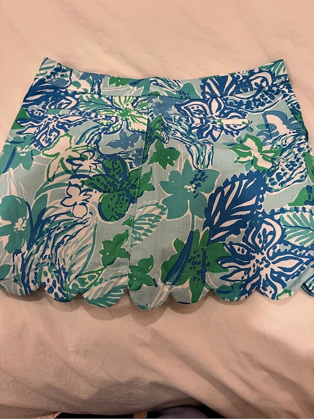 Lilly Pulitzer Floral Scalloped Mini Skort  Blue & Green Size 8